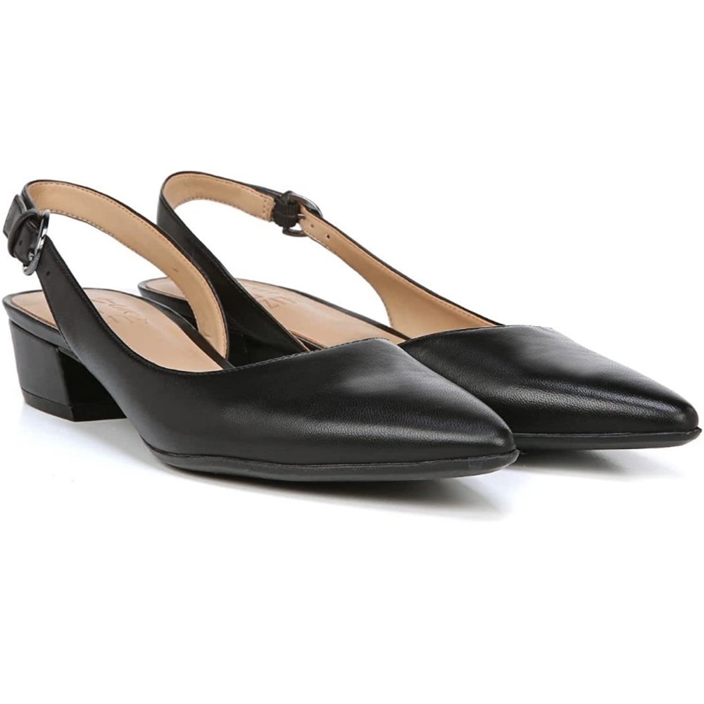 Black Naturalizer Banks Leather Slingback Pointed Toe - Size 7